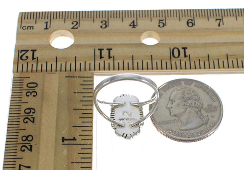 Southwest Multicolor Sterling Silver Native American Village Design Ring Size 6-1/2 YX77972